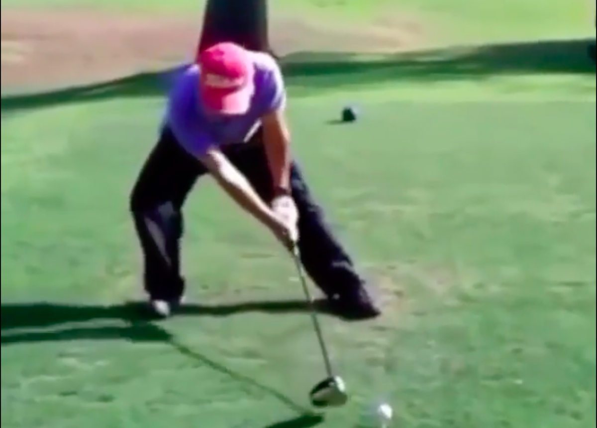 WATCH: Is this the most OUTRAGEOUS golf swing you have ever seen?