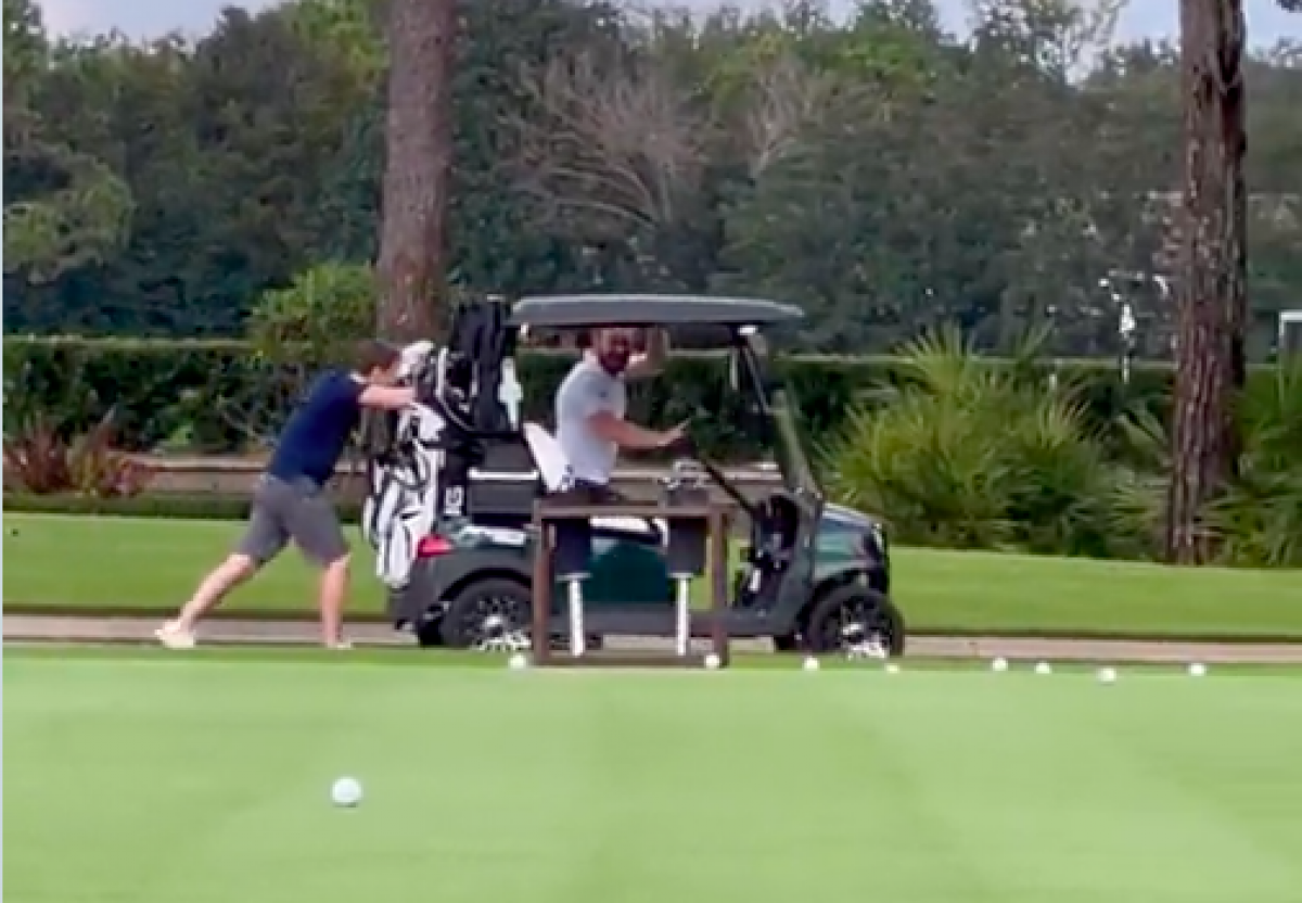 Ian Poulter mocks Tyrrell Hatton as his golf cart RUNS OUT of battery
