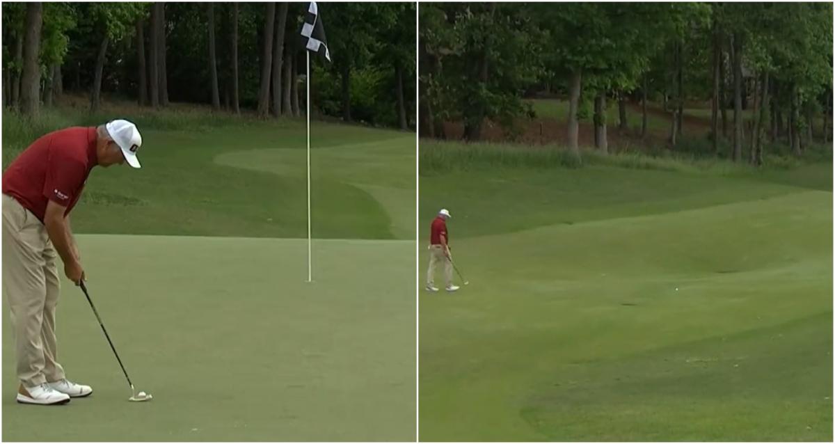 WATCH: Pro putts birdie attempt off the green, then it gets worse