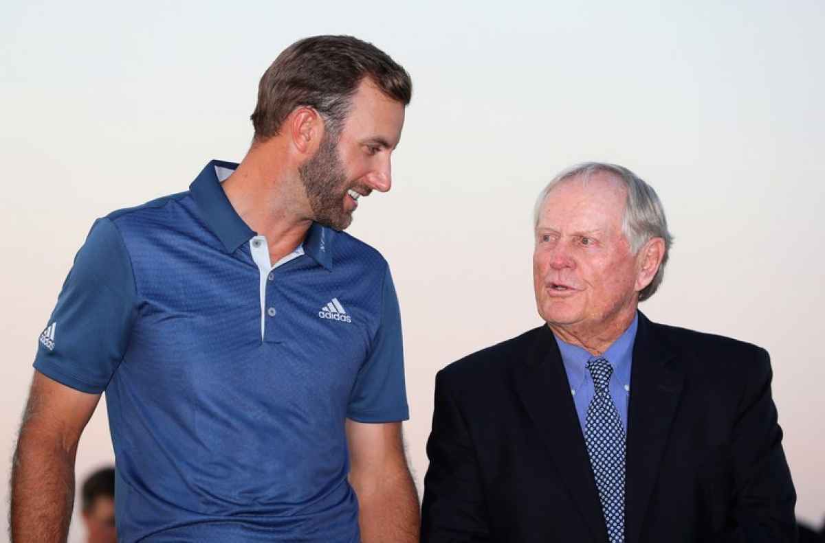 Dustin Johnson hits Jack Nicklaus&#039; old 1-iron and persimmon driver