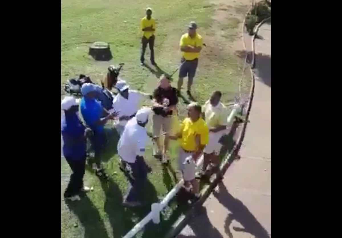 fight breaks out on south african golf course