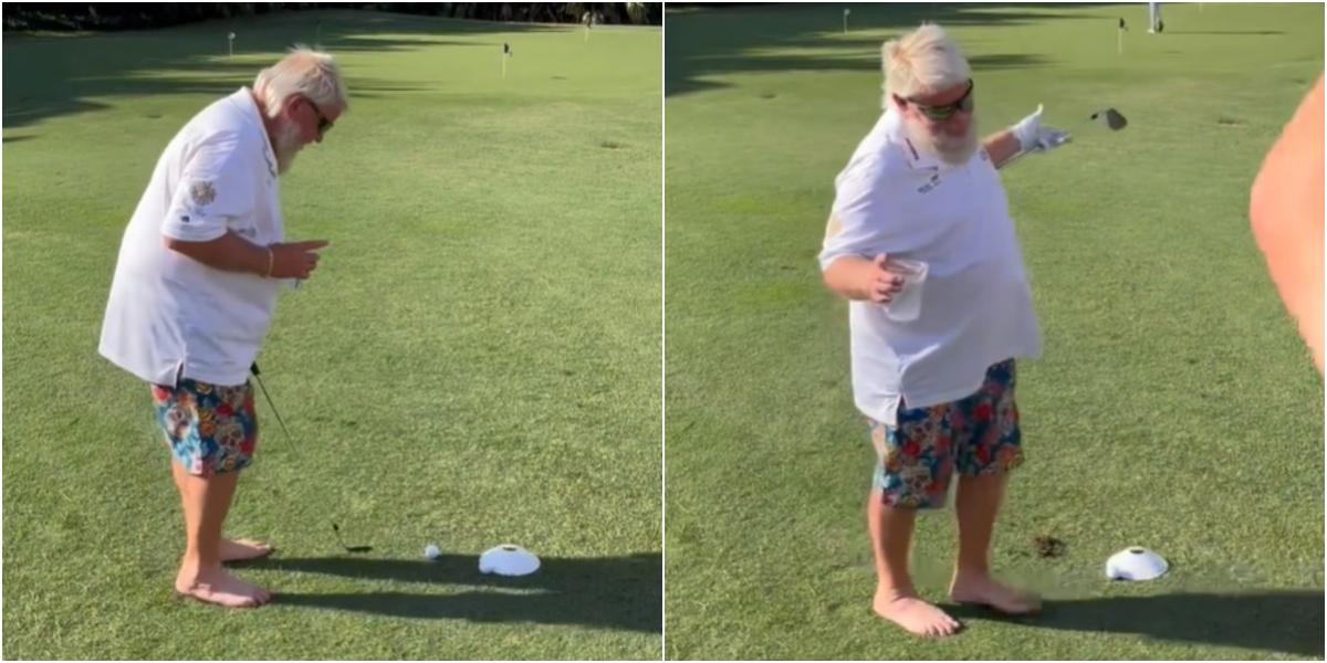 John Daly holes out ONE-HANDED at Trump National hosting celebrity golf clinic