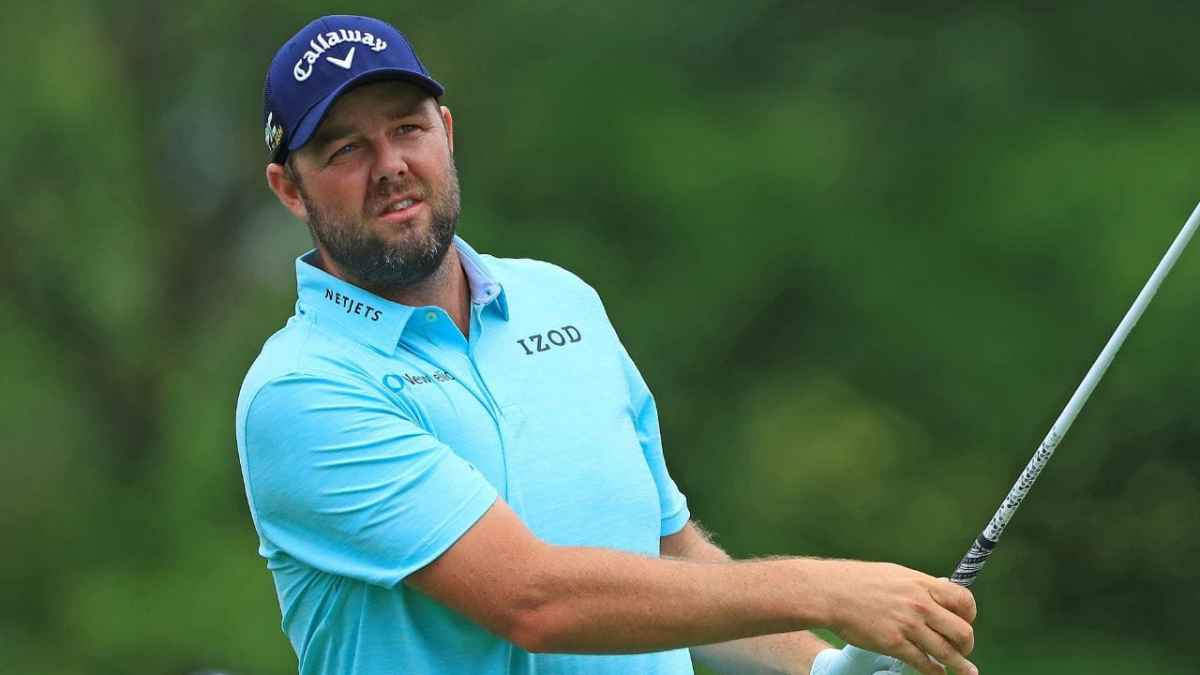 Marc Leishman hit by a ball during Pro-Am