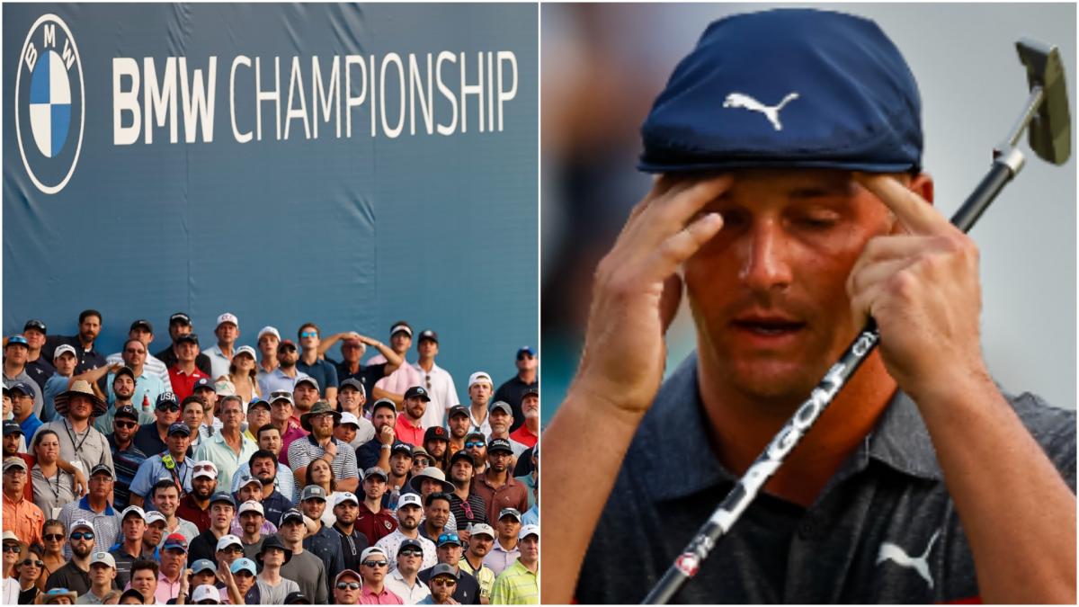 RAGING Bryson DeChambeau in HEATED EXCHANGE with golf fan after BMW playoff loss