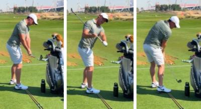 Rory McIlroy working on new drill in Abu Dhabi