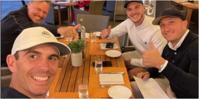 Billy Horschel toasts BMW victory with West Ham STARS Rice and Noble