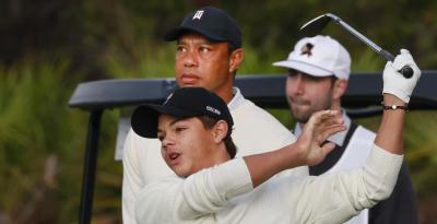 Tiger Woods risking injury at PNC Championship, but golf with Charlie means more