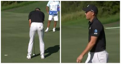 Jordan Spieth CALLS OUT chatty fan for gambling over his knee knocker putt