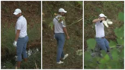 PGA Tour pro falls into a creek but still makes one of the pars of the season!
