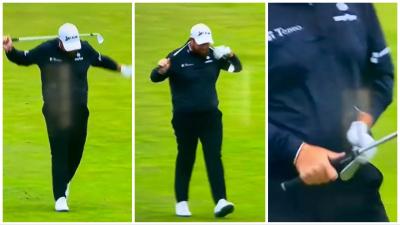Shane Lowry SNAPS golf club around neck en route to MC at The Open