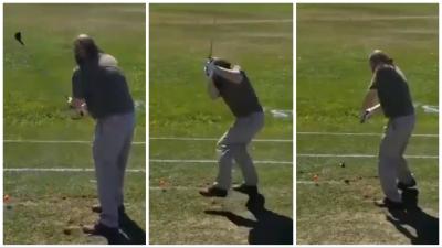 "More impressive than Happy Gilmore"; craziest golf swing of all time goes viral