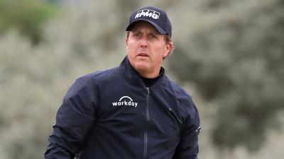 WATCH: Phil Mickelson's EPIC bunker shot that spins through rough...