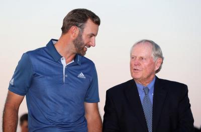 Dustin Johnson hits Jack Nicklaus' old 1-iron and persimmon driver