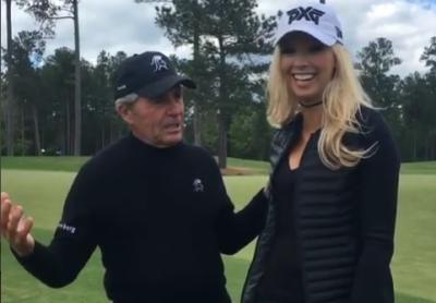 elise lobb gets chatted up by gary player