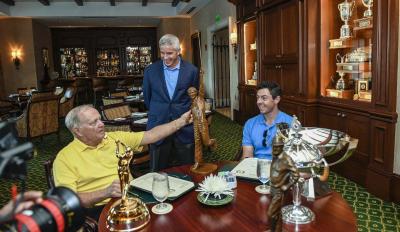 WATCH: Jack Nicklaus surprises Rory McIlroy over lunch