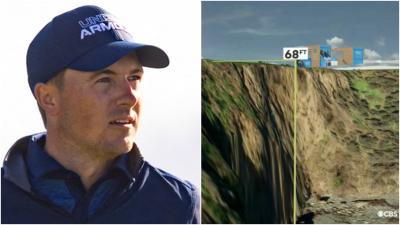 Jordan Spieth: CBS graphic shows how far he "would have tumbled to his death"