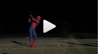 spider-man can seriously play golf, watch this clip