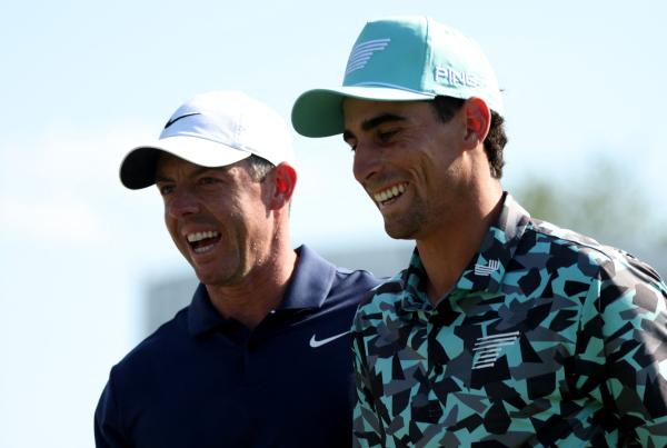 Rory McIlroy with LIV Golf's Joaquin Niemann at Augusta National