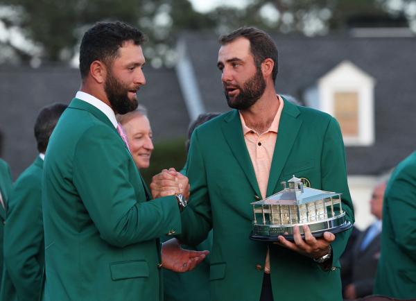 Rahm presented the green jacket and trophy to Scheffler