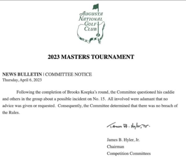 Augusta National's response to the incident last year