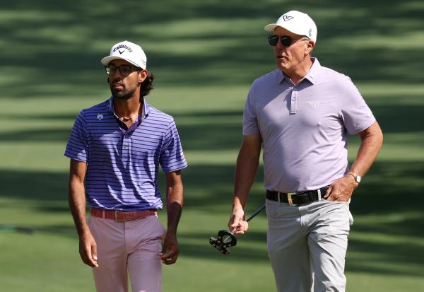 Akshay Bhatia and Phil Mickelson at the 2024 Masters