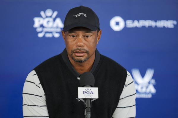 Woods speaks to the media ahead of the US PGA