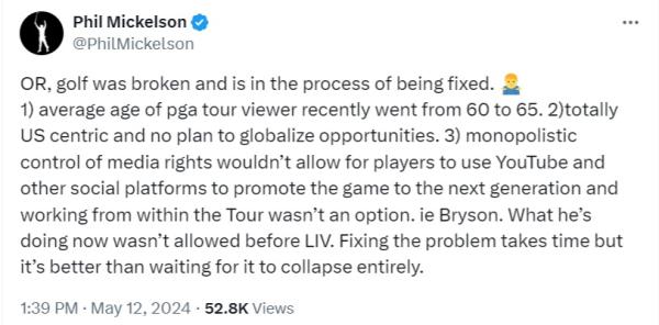 Mickelson's response