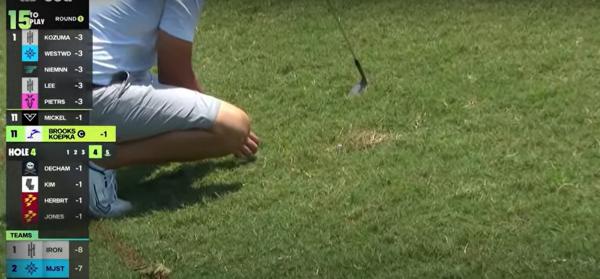 Brooks Koepka takes a drop during LIV Golf Houston