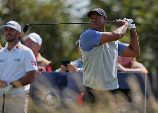 Tiger Woods plays a practice round be The Open