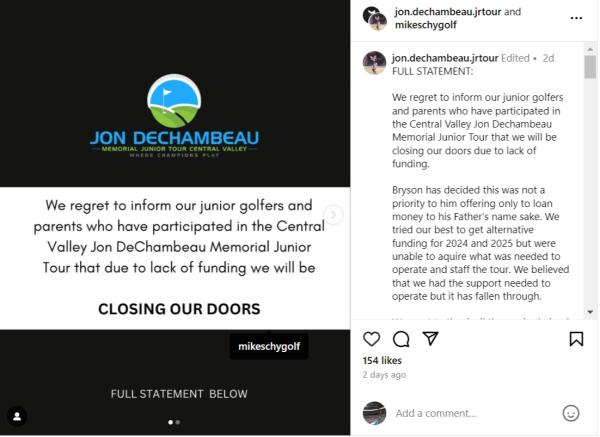 A statement was posted on Schy's Instagram