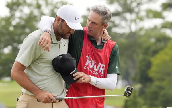 Scottie Scheffler with caddie Ted Scott