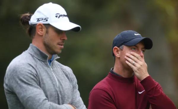 Bale with McIlroy at the BMW PGA Pro Am