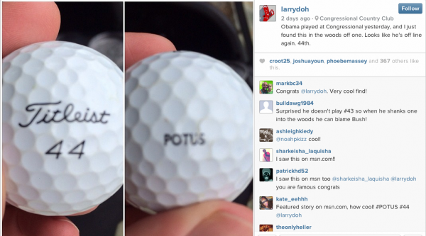 Obama's Titleist '44 POTUS' ball found by golfer