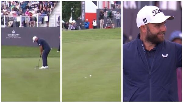 WATCH: Local favourite drains MONSTER putt for share of lead at British Masters!