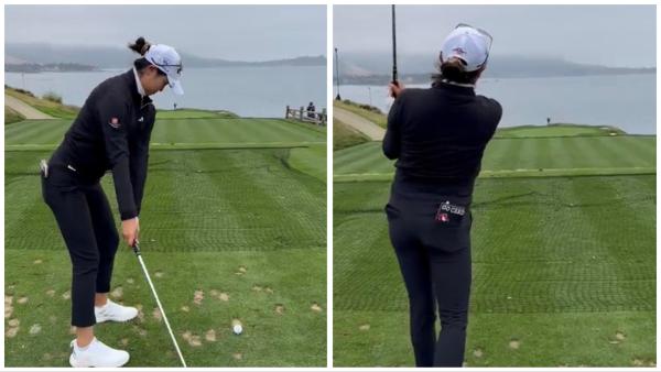 WATCH: Rose Zhang pulls off INSANE trick with tee at Pebble Beach!