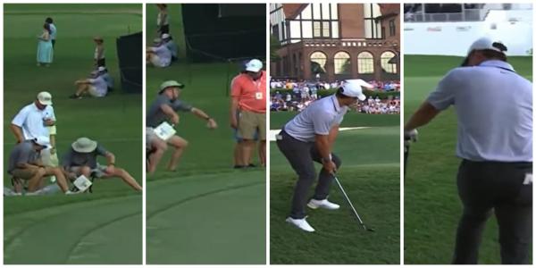 Rory McIlroy hits SHANK at Tour Championship as golf fan gets WIPED out by rope!