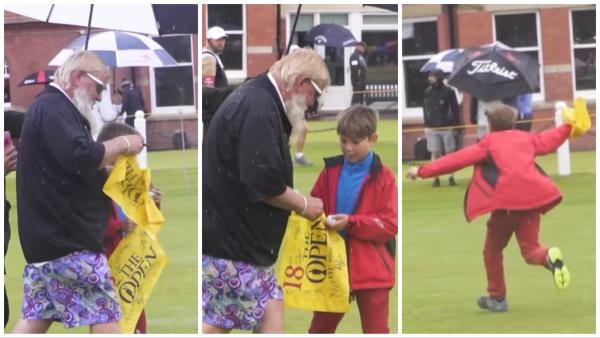 Golf fans react as kid sprints over to John Daly while on the course at The Open