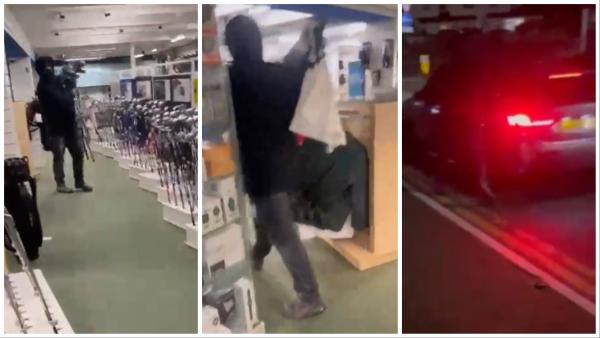 Shocking footage emerges of thieves stealing equipment from American Golf store