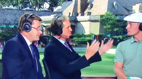 WATCH: Faldo puts glasses on upside down during interview with Bryson