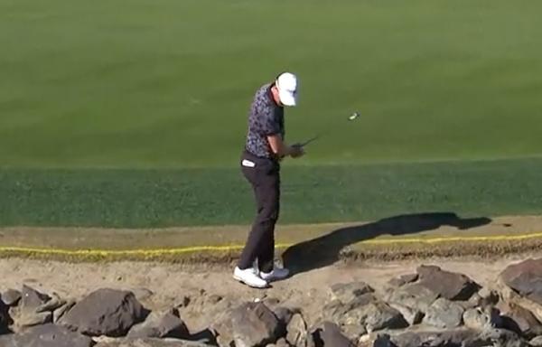 WATCH: PGA Tour pro has an absolute MARE on the rocks at American Express