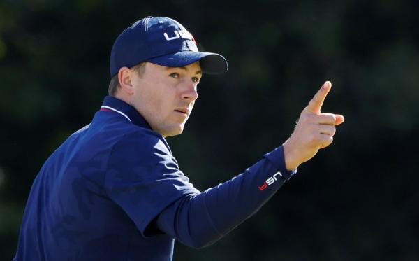 Jordan Spieth and Jon Rahm's caddie in BUST UP at the Ryder Cup!