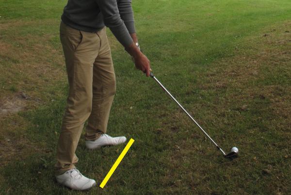 how to play golf shots when ball above feet