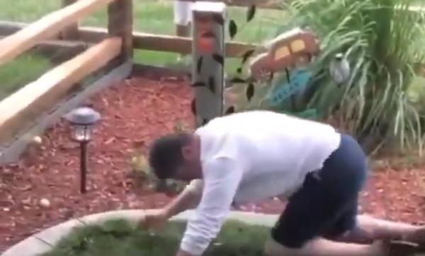 Dad pretends to be hit by golf ball in HILARIOUS prank