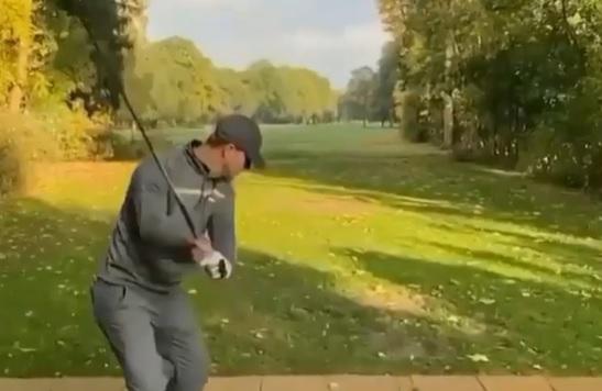 Golfer attempts to SMASH drive but ends up hitting it 30 YARDS BEHIND HIM!