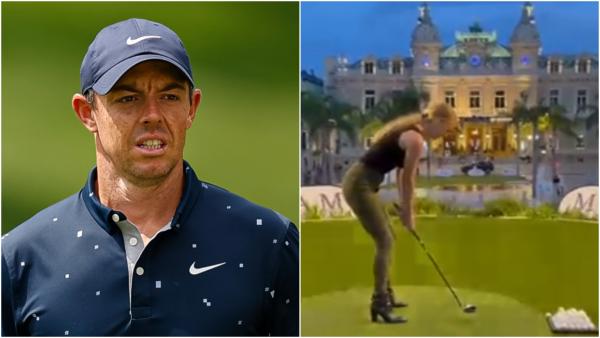 Golf fans react as Rory McIlroy's ex Caroline Wozniacki plays golf in high heels