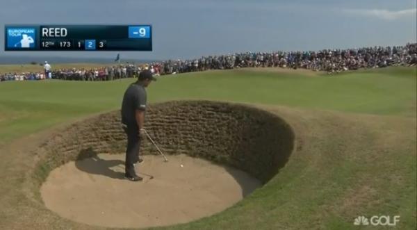 WATCH: Patrick Reed has a mare in the sand at Scottish Open