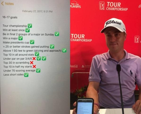 Justin Thomas reveals his 2017 goals on his iPhone