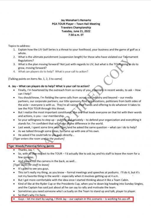 Tiger Woods raises questions as responds to SHOCKING leaked PGA Tour document