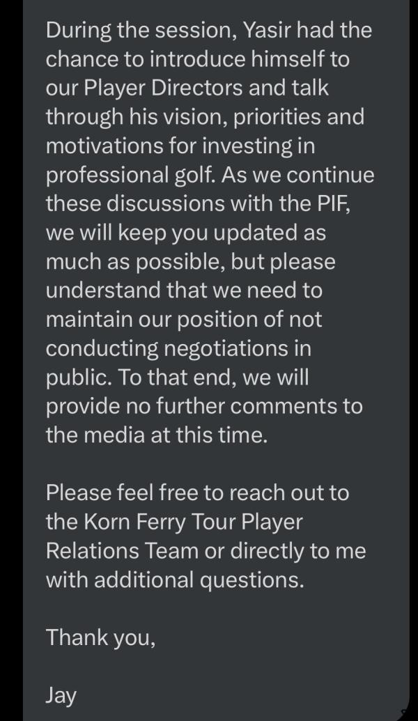 Revealed: The memo circulated to PGA Tour members after crunch PIF/LIV meeting