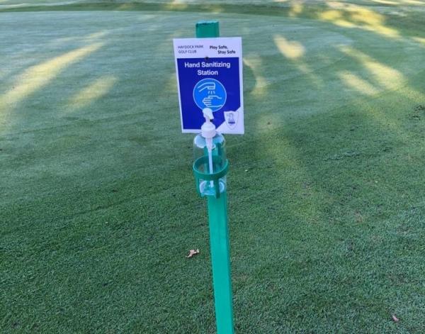 Golf club allows flag removal after installing hand sanitiser stations